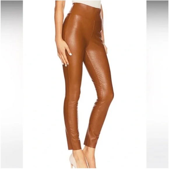 PAIGE Sheena Faux Leather Leggings in Argan New with Tags - Picture 2 of 9